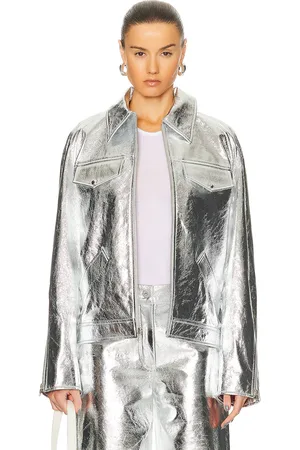 Interior The Sterling Jacket in - Metallic Silver. Size M (also in S, XS).