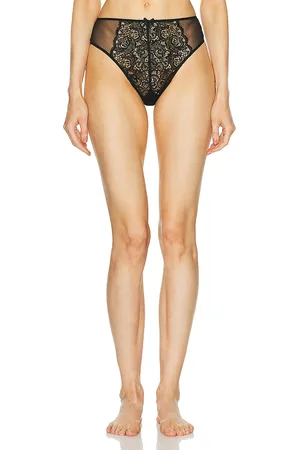 FLEUR DU MAL Grommet Embroidery Lace Up High Waisted Panty in - . Size 4 (also in ).