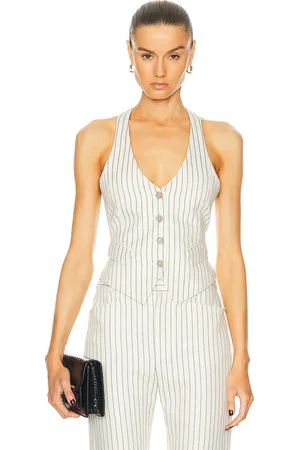 Tom Ford Striped Blend Waistcoat in - Cream. Size 34 (also in ).