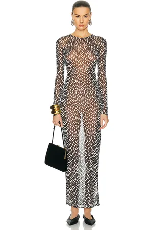 Saint Laurent Long Sleeve Maxi Dress in - Black. Size 40 (also in ).