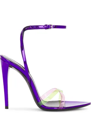 Saint Laurent Fever Sandal in Violet Green & Fuxia - Purple. Size 36 (also in 36.5, 37, 37.5, 38, 38.5, 39, 39.5, 40, 41).