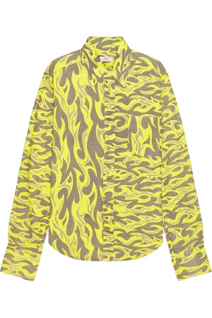 ERL Unisex Printed Button Up Shirt Woven in - Yellow. Size S (also in ).