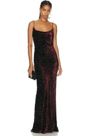 Saint Laurent Sleeveless Draped Gown in - Burgundy. Size 34 (also in 38).