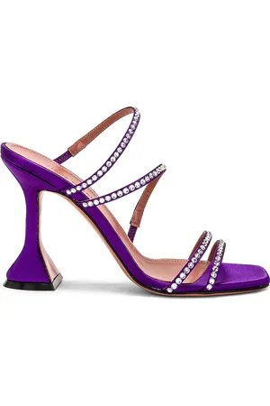 Amina Muaddi Naima Crystal Satin Mule in - Purple. Size 36 (also in 37, 37.5, 38, 38.5, 39, 40, 41).