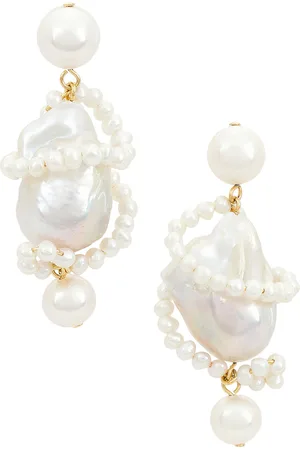 COMPLETEDWORKS Freshwater & Baroque Pearl Earring in - White. Size all.