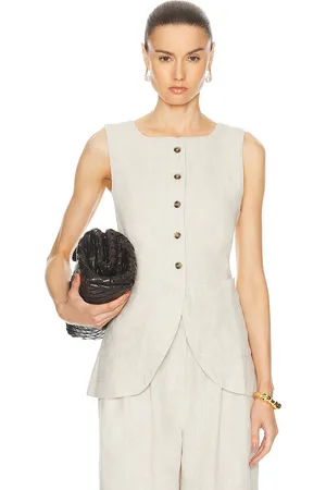 POSSE Emma Vest in - Beige. Size L (also in M, S, XS).