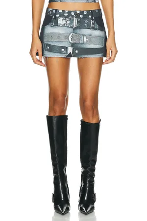 Miaou Miss Mini Skirt in - Black. Size L (also in ).