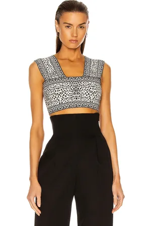 Alaïa Jacquard Print Fitted Top in - Black & White. Size 40 (also in 42).