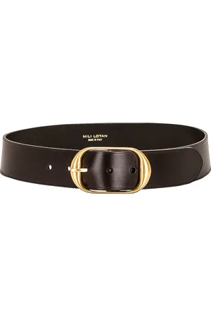 NILI LOTAN Nili Belt in Dark Brown With Antique Brass in - Chocolate. Size 65 (also in 70).