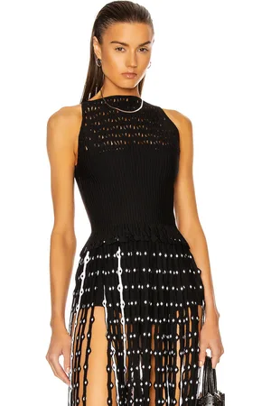 Alaïa Knit Lace Sleeveless Top in - Black. Size 38 (also in ).