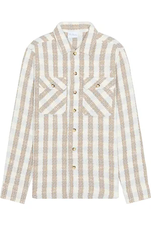 BLUE SKY INN Boucle Long Sleeve Shirt in - Baby Blue. Size M (also in ).