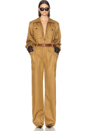 Saint Laurent Long Sleeve Jumpsuit in - Tan. Size 38 (also in 40).