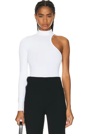 Alaïa Cut Out Long Sleeve Bodysuit in - White. Size 42 (also in 44).