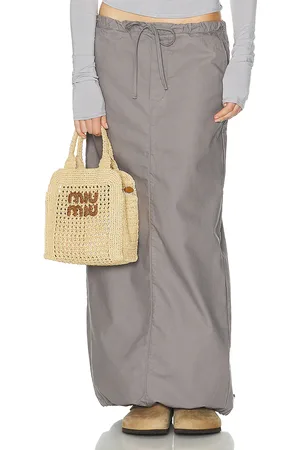 Helsa Workwear Drawcord Maxi Skirt in - Grey. Size S (also in XXS).
