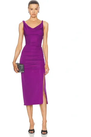 The Andamane Providence Detailed Shoulder Midi Dress in - Purple. Size 44 (also in ).