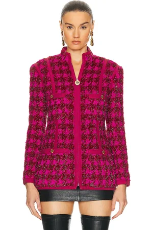CHANEL Shimmer Houndstooth Tweed Jacket in - . Size 38 (also in ).