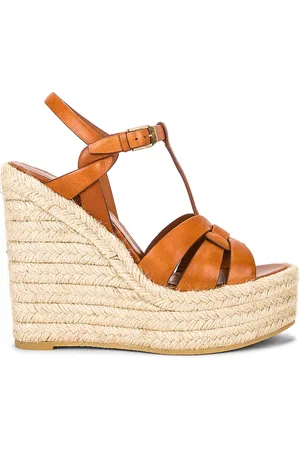 Saint Laurent Tribute Espadrille Wedge Sandals in - Black. Size 40.5 (also in 38.5, 39, 41).