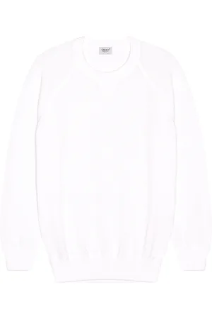 Ghiaia Cashmere Cotton Raglan Crewneck in - Ivory. Size L (also in XL).