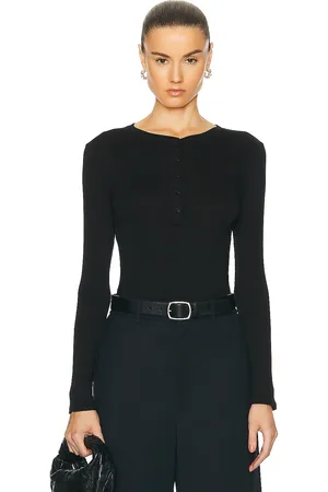 NILI LOTAN Jordan Henley Tee in - Black. Size L (also in ).