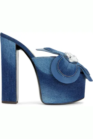 AREA Flower Platform Mule in - Denim-Dark. Size 36 (also in ).