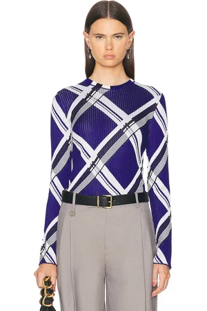 Burberry Rib Crew Neck Top in - Blue. Size M (also in S, XS).