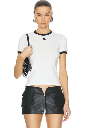 Courrèges Reedition Contrast T-shirt in - Black. Size L (also in M, S, XS).