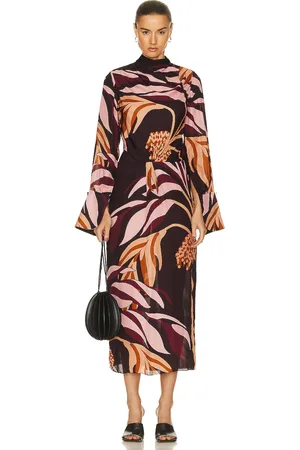JOHANNA ORTIZ New Symbols Ankle Dress in - Wine. Size 6 (also in ).