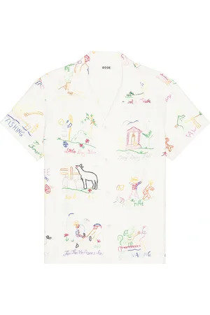 BODE Nursery Rhyme Short Sleeve Shirt in - Ivory. Size XL/1X (also in ).