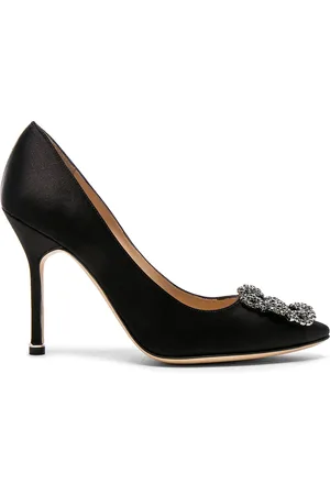Manolo Blahnik Hangisi 105 Satin Pumps in - Black. Size 34 (also in 34.5, 35.5, 36.5, 38, 39, 40, 41, 42).