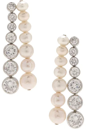 COMPLETEDWORKS Recycled Silver Fresh Water Pearl & Stone Earrings in - Metallic Silver. Size all.