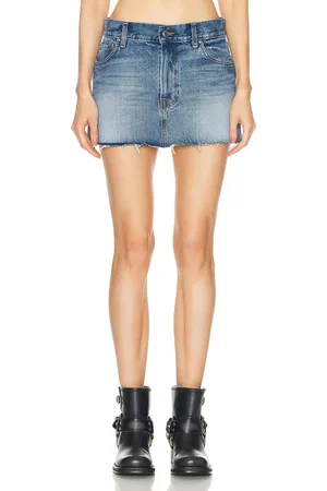 GRLFRND Maren A-line Mini Skirt in - Blue. Size 31 (also in 32).