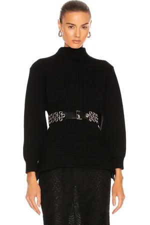 Alaïa Fitted Sculpted Long Sleeve Sweater in - Black. Size 38 (also in ).