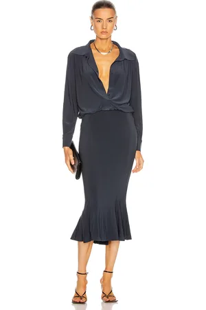 Norma Kamali For FWRD Boyfriend Shirt Fishtail Dress in - Grey. Size XS (also in ).