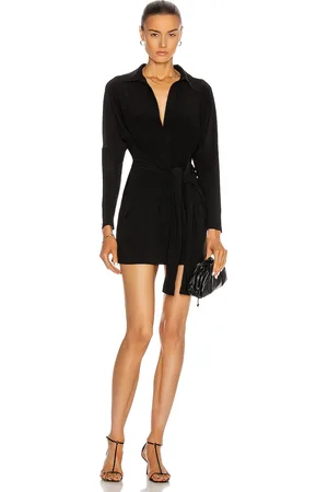 Norma Kamali Mini Tie Front Shirt Dress in - . Size XS (also in ).