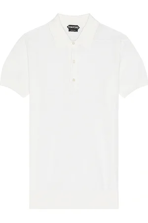 Tom Ford Piquet Short Sleeve Polo In in - Cream. Size 46 (also in 48, 52).