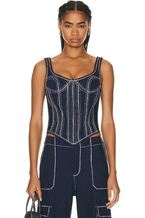 Ilkyaz Ozel Kaia Corset in - Denim-Dark. Size 38 (also in 34).