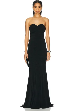 Norma Kamali Strapless Shirred Front Fishtail Gown in - . Size M (also in S, XL, XS).