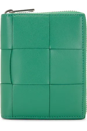 Bottega Veneta Cassette Compact Zip Around Wallet in - Sage. Size all.