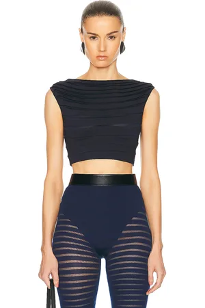 Alaïa Scalloped Top in - Charcoal. Size 34 (also in 36, 38).