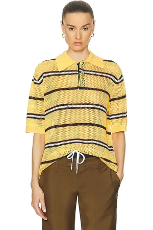 ZANKOV Fassbinder Stripes Polo in - Mustard. Size L (also in XL/1X).
