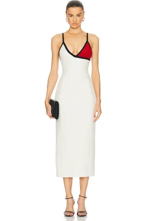 GABRIELA HEARST Edina Dress in Ivory Red & Black - Cream. Size 40 (also in 42).