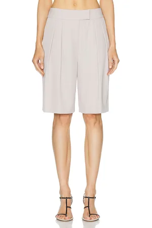 The Sei Double Pleat Short in - Beige. Size 0 (also in 2, 4).