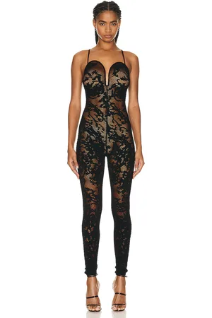 Alaïa Lace Heart Jumpsuit in - Black. Size 36 (also in ).