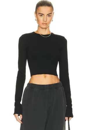 ÉTERNE Cropped Long Sleeve Fitted Top in - . Size XL (also in ).