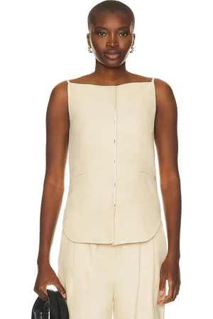 Loulou de Saison Mihant Sleeveless Top in - Beige. Size L (also in M, XS).
