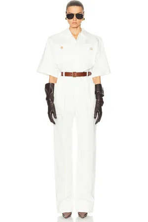 Saint Laurent Short Sleeve Jumpsuit in - White. Size 36 (also in 38, 42).