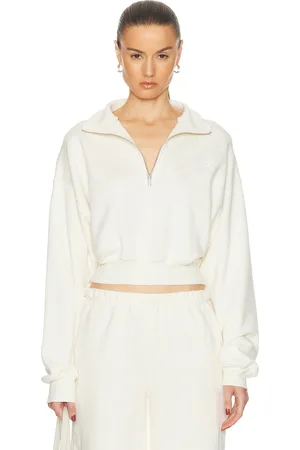 ÉTERNE Cropped Half Zip Sweatshirt in - . Size L (also in XL).