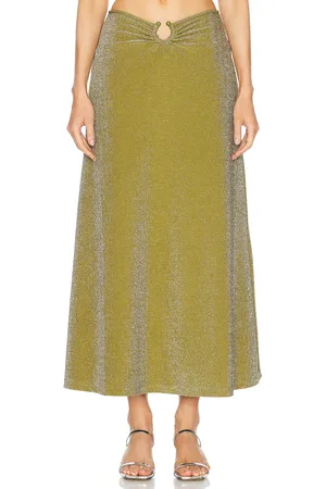 JOHANNA ORTIZ Rainstorm Midi Skirt in - Green. Size 2 (also in 6, 8).