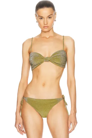 JOHANNA ORTIZ Heliconia Bikini Top in - Green. Size L (also in ).