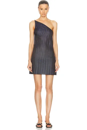 Salvatore Ferragamo One Shoulder Mini Dress in Expresso Cobalt & Light Blue - Navy. Size L (also in ).